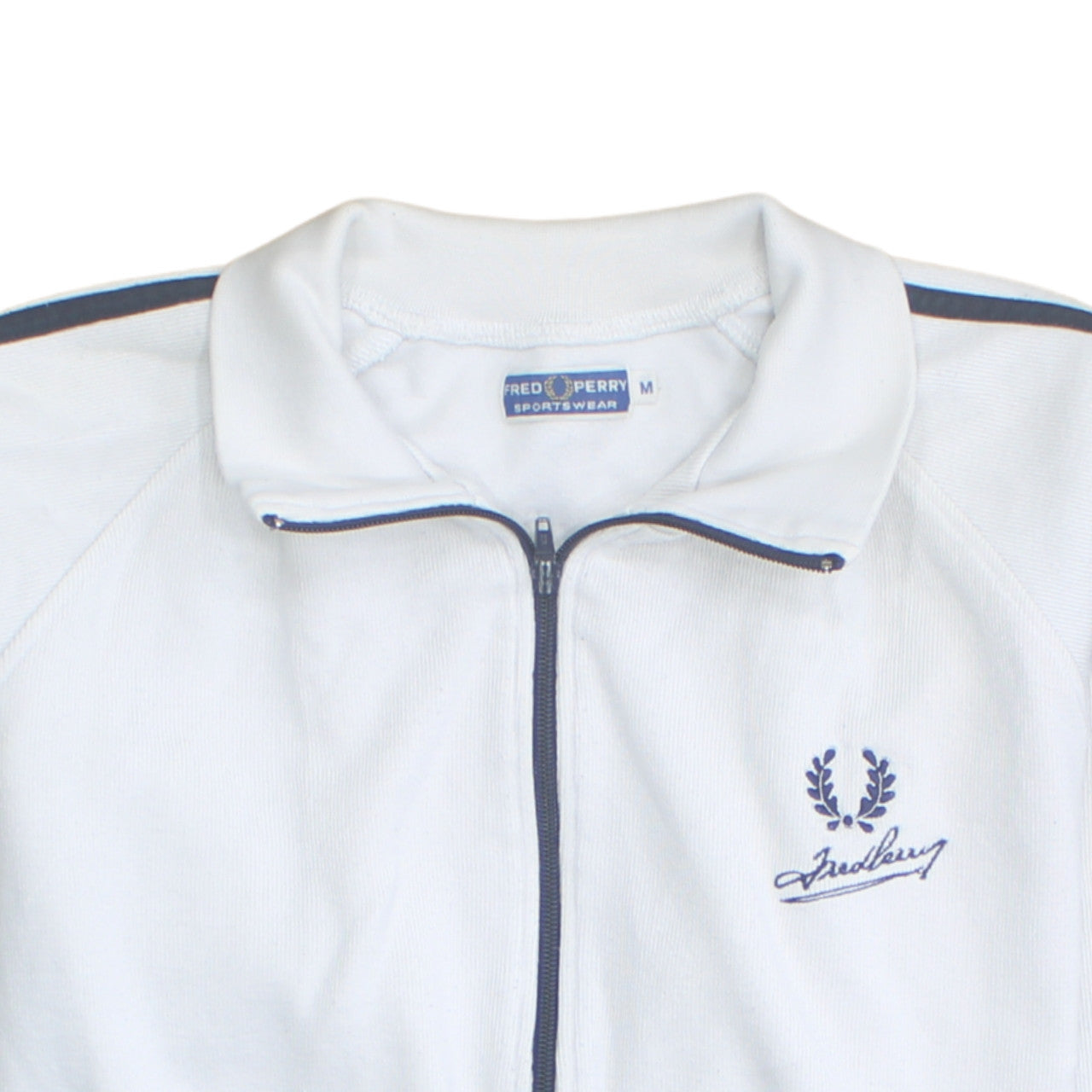 Fred Perry Mens White Track Jacket M Sportswear Full Zip Retro Style