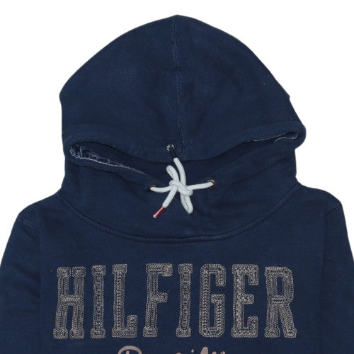 Tommy Hilfiger Boys Navy Pullover Hoodie M Cotton Blend Lined Casual