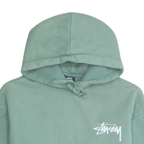 Stussy Men Green Pullover Hoodie Sweatshirt M Regular Fit Logo