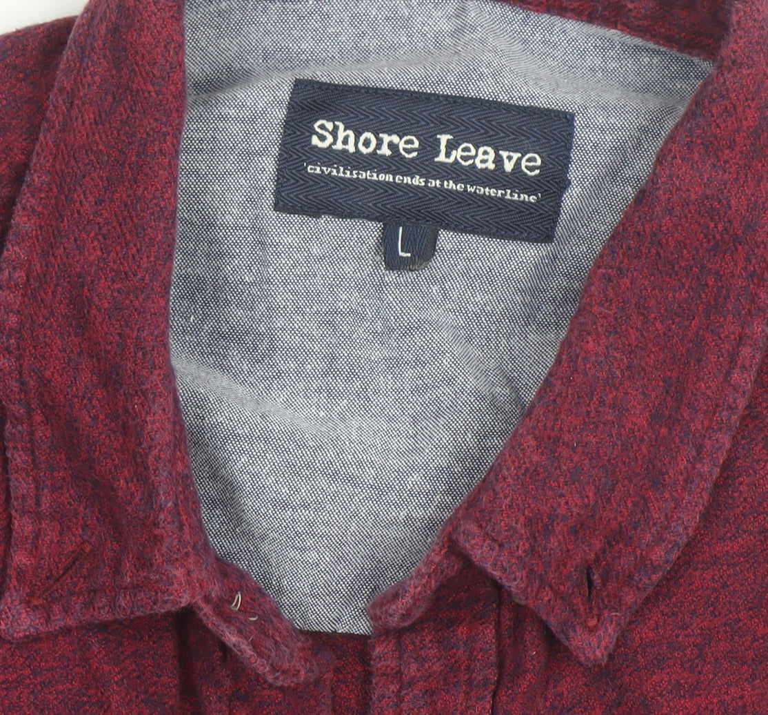 Shore Leave Men’s Red Cotton Flannel Button-Up Shirt L