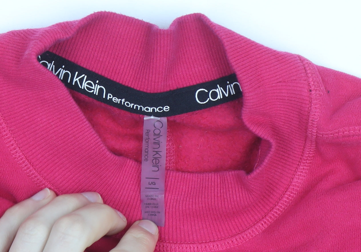 Calvin Klein Performance Women's Pink Crew Neck Pullover Sweatshirt L