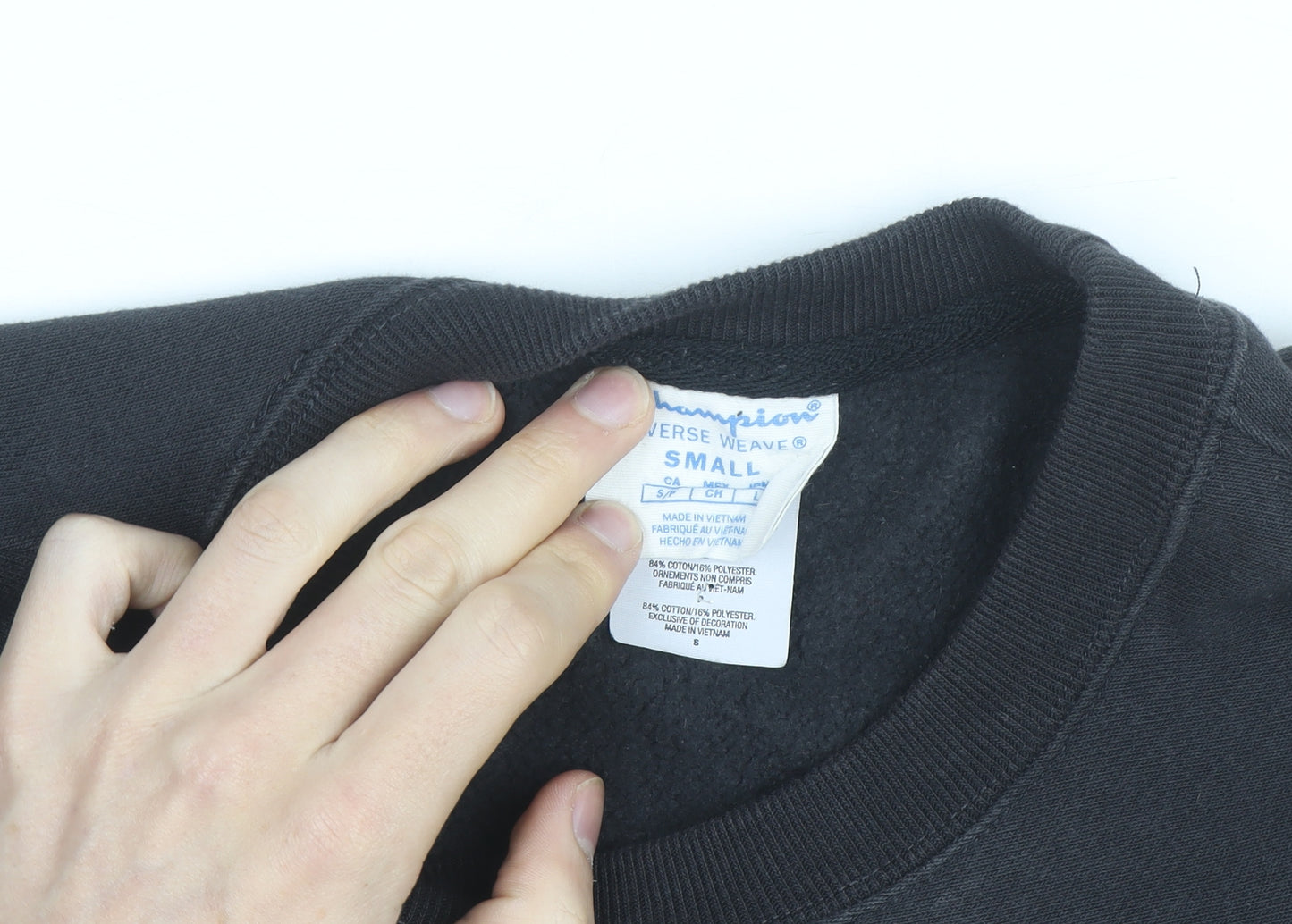 Champion Unisex Black Small Pullover Fleece Sweatshirt