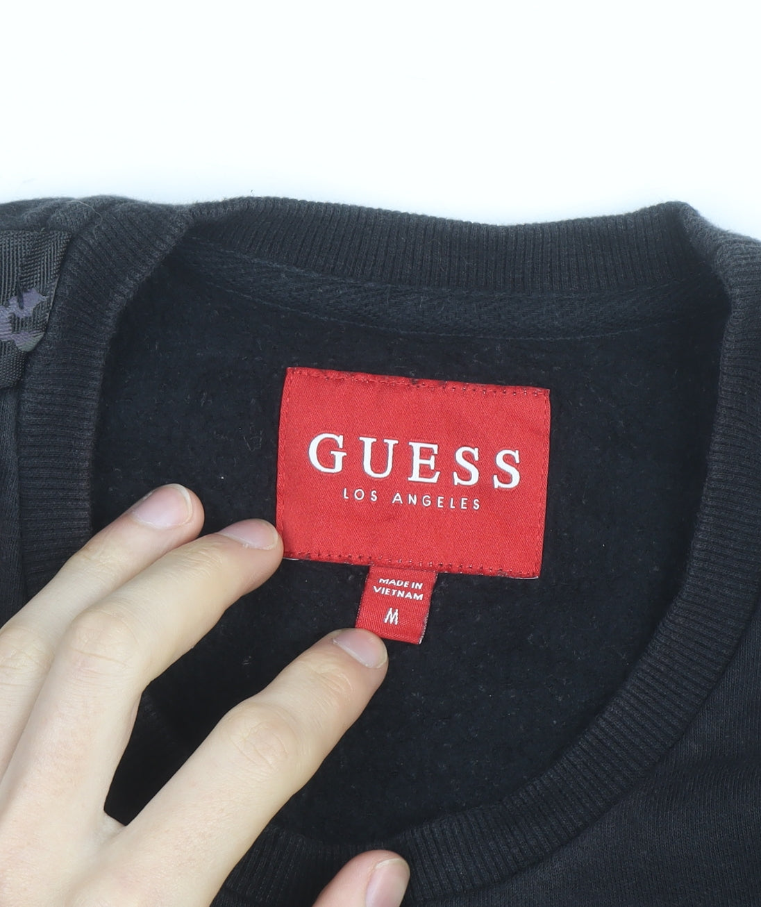 Guess Men's Black Logo Crew Neck Sweatshirt Medium