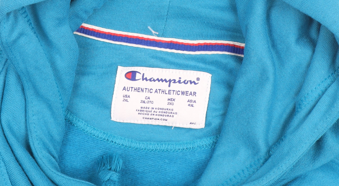 Champion Men’s Blue Pullover Hoodie 2XL Logo Fleece Sweatshirt