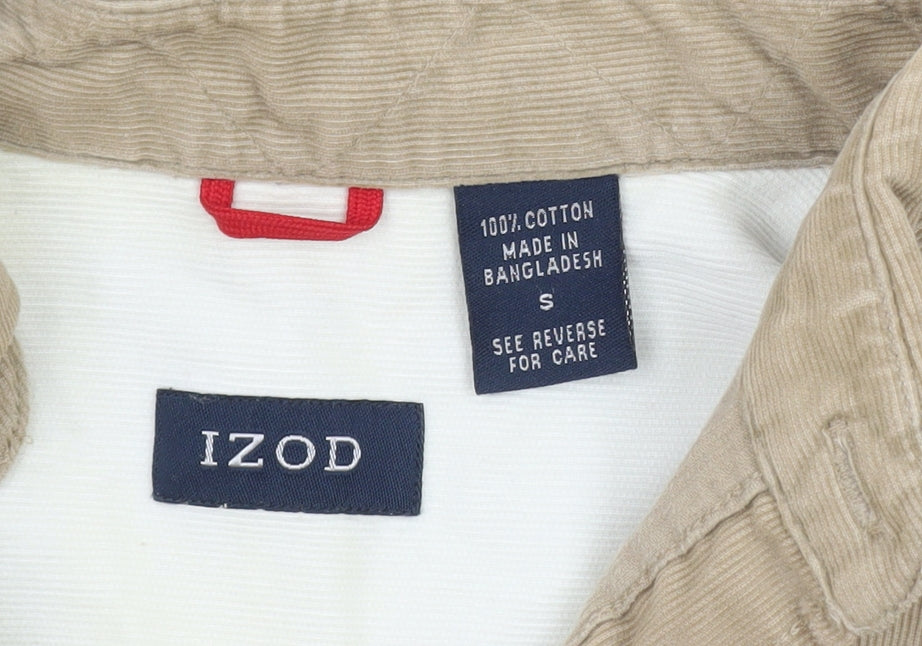 Izod Men’s Beige Corduroy Long Sleeve Button-Up Shirt Size S