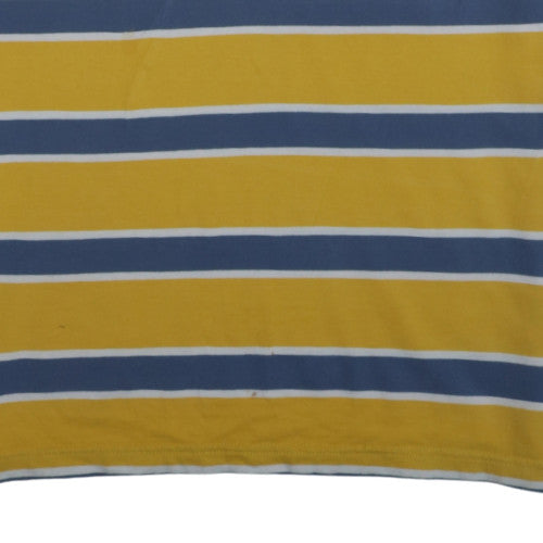 Nautica Jeans Co. Men's Yellow Blue Striped Polo Shirt XL Cotton
