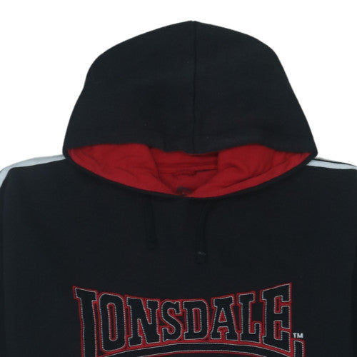 Lonsdale Men’s Black XL Pullover Hoodie with Logo Embroidery