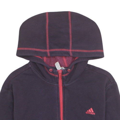 Adidas Womens Navy Full Zip Hoodie L Long Sleeve Hooded Sweatshirt