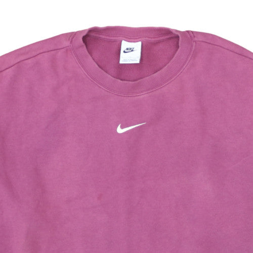 Nike Womens Pink Crew Neck Cotton Blend Pullover Sweatshirt L