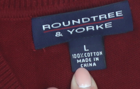 Roundtree & Yorke Men's Red Argyle Cotton Knit Vest Size L