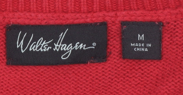 Walter Hagen Men's Red Argyle Cotton Golf Vest Size M