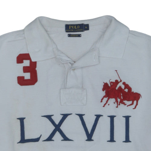 Ralph Lauren Men's White XL Polo Shirt Custom Fit Embroidered Sports