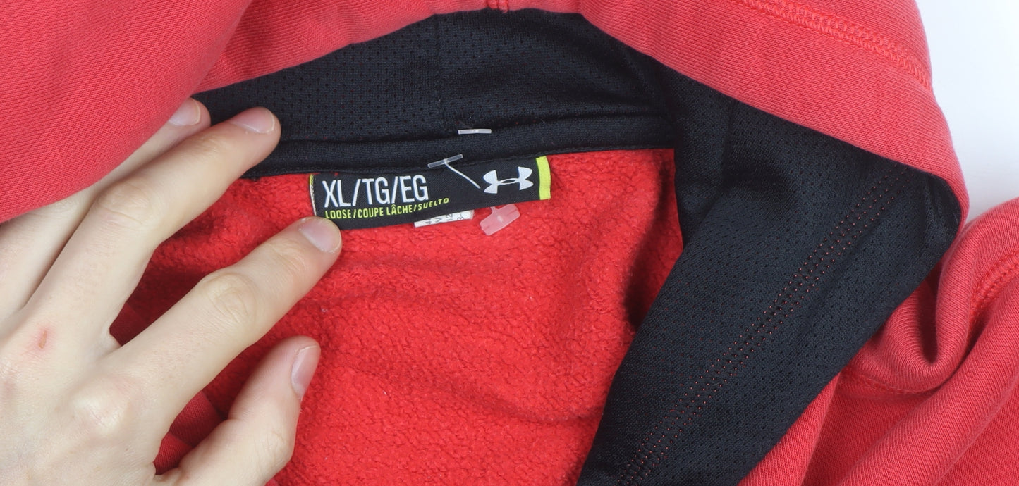 Under Armour Mens Red XL Pullover Hoodie Graphic Fleece