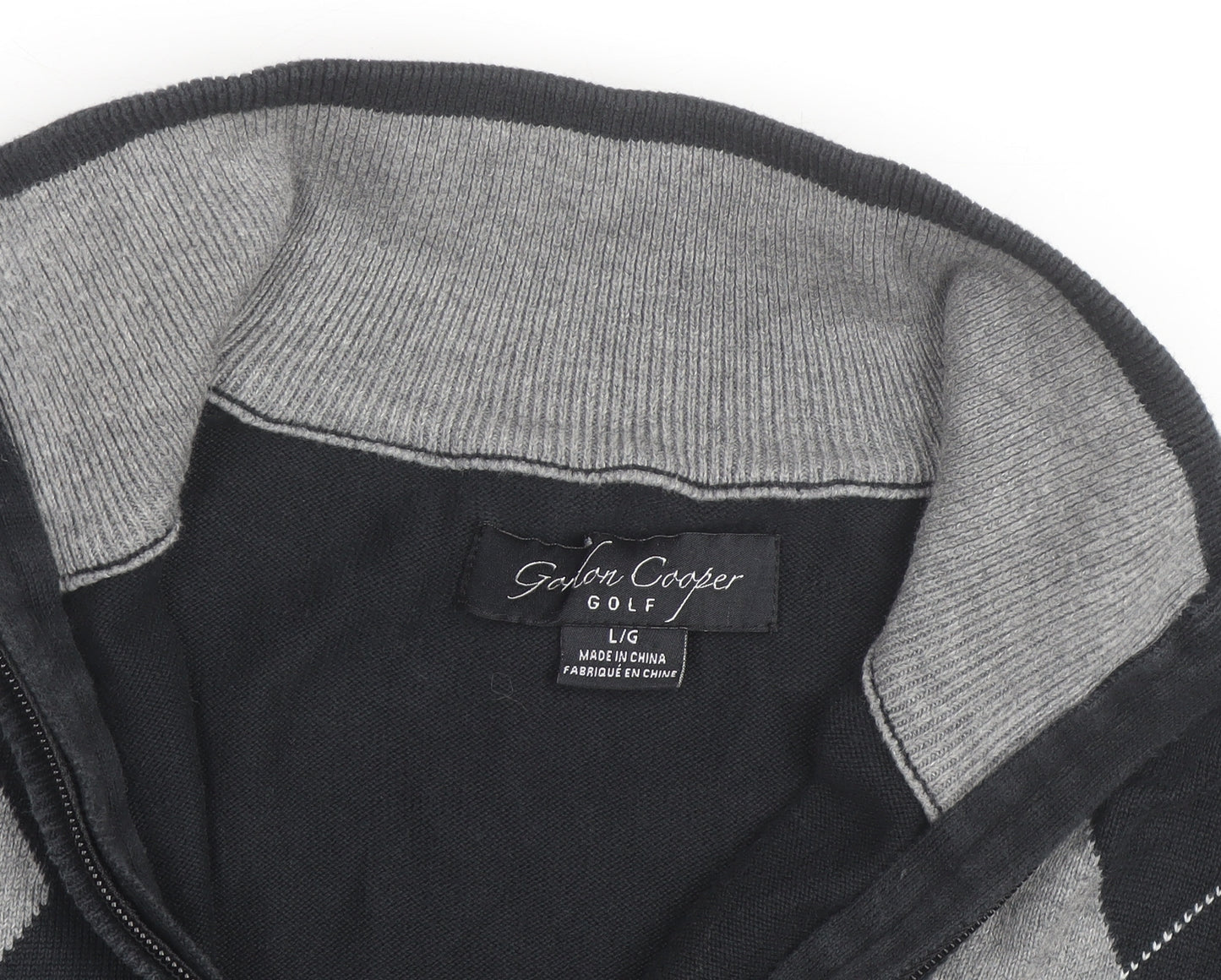 Gordon Cooper Golf Men's Black Argyle 1/4 Zip Jumper Size L