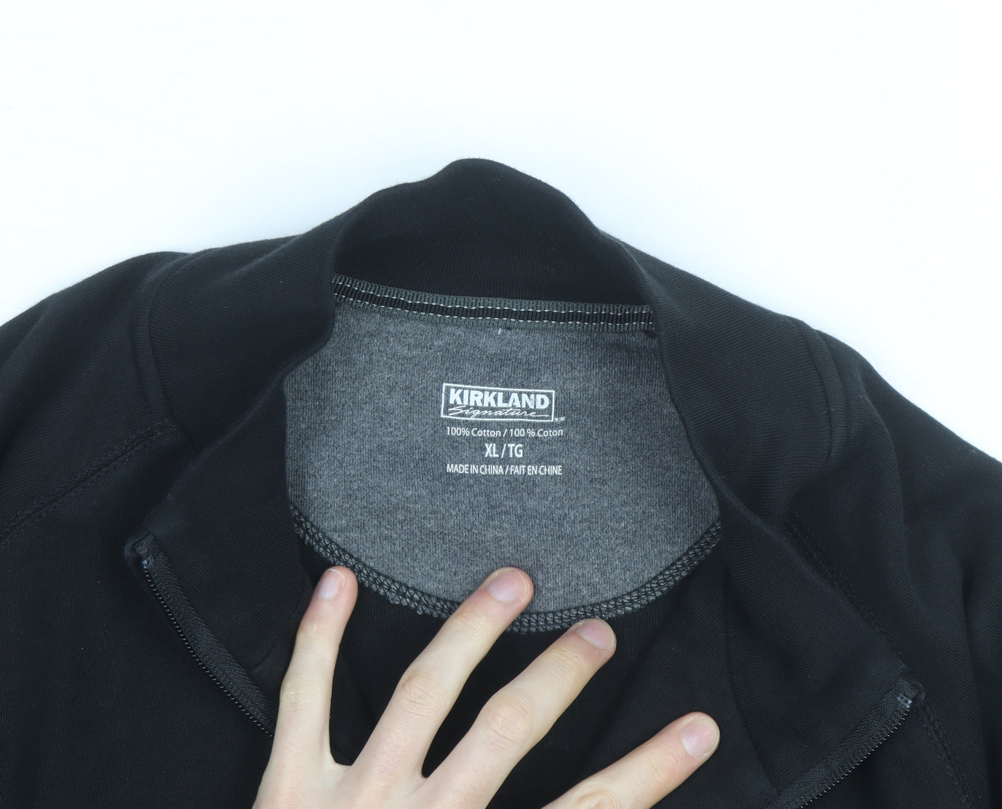 Kirkland Men's Black XL 1/2 Zip Cotton Sweatshirt