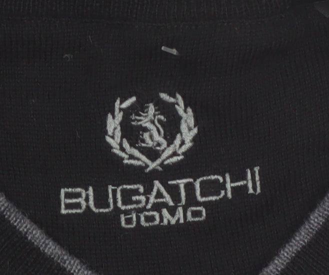 Bugatchi Uomo Mens Grey Merino Wool V-Neck Jumper Size L