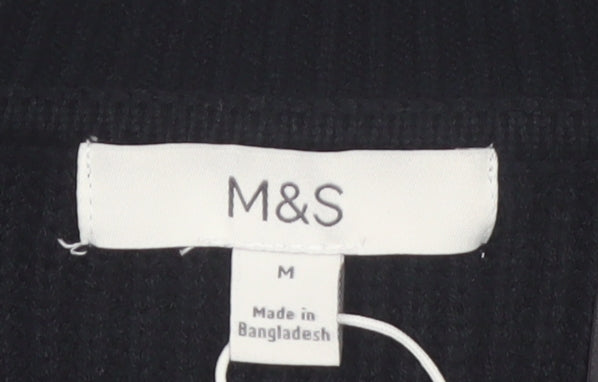 Marks and Spencer Women's Black Collared Knit Cardigan Size M