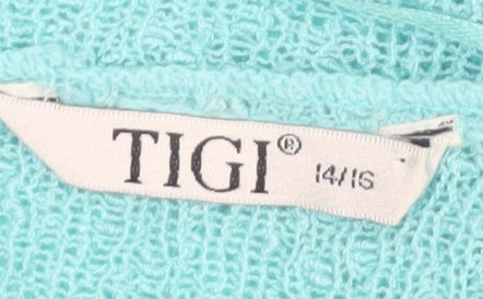 TIGI Women’s Blue Open Knit Long Sleeve Cardigan Size 14/16