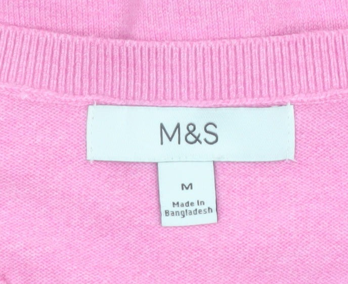 Marks and Spencer Women’s Pink Crew Neck Button Cardigan M