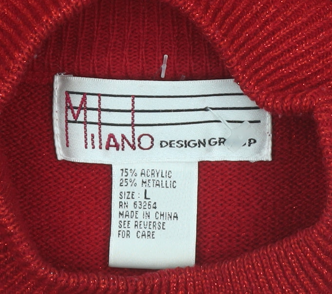 Milano Design Group Women's Red Mock Neck Pullover Jumper Size L