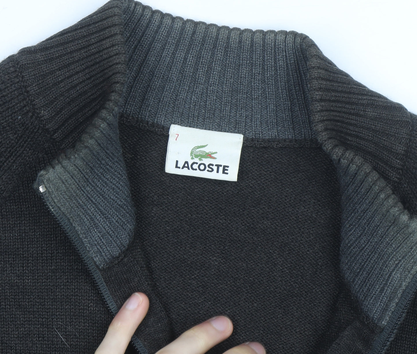 Lacoste Men’s Black Wool Full Zip High Neck Jumper 2XL