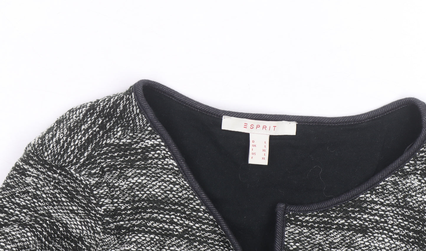 Esprit Womens Grey Knit Open Cardigan L Long Sleeve Casual