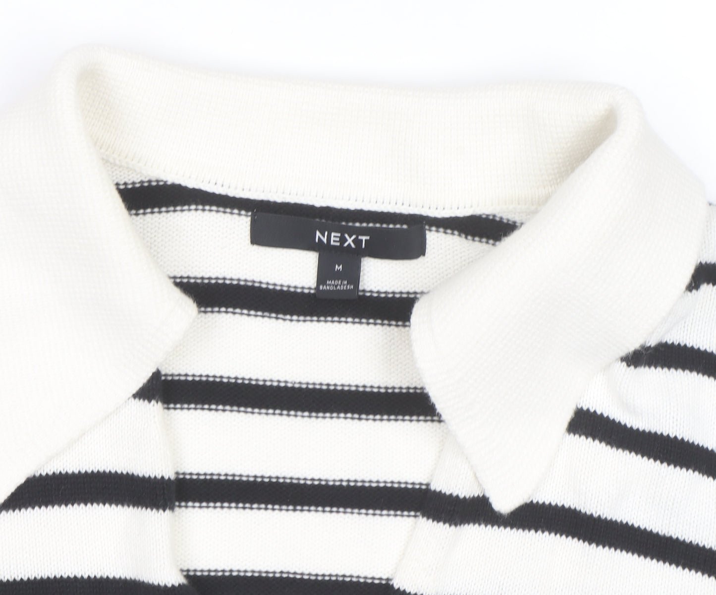 Next Women's Black Stripe Collared Pullover Jumper Size 12