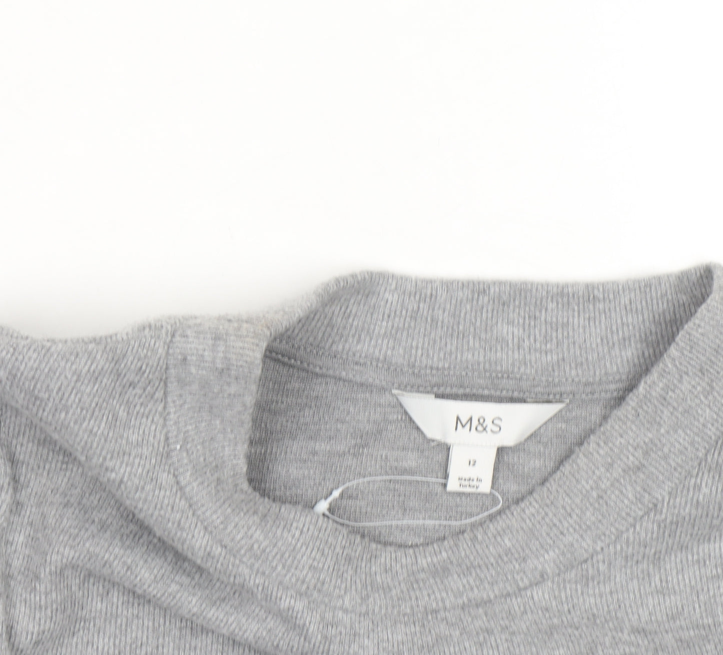 Marks and Spencer Women Grey Size 12 Crew Neck Short Sleeve Knit Jumper