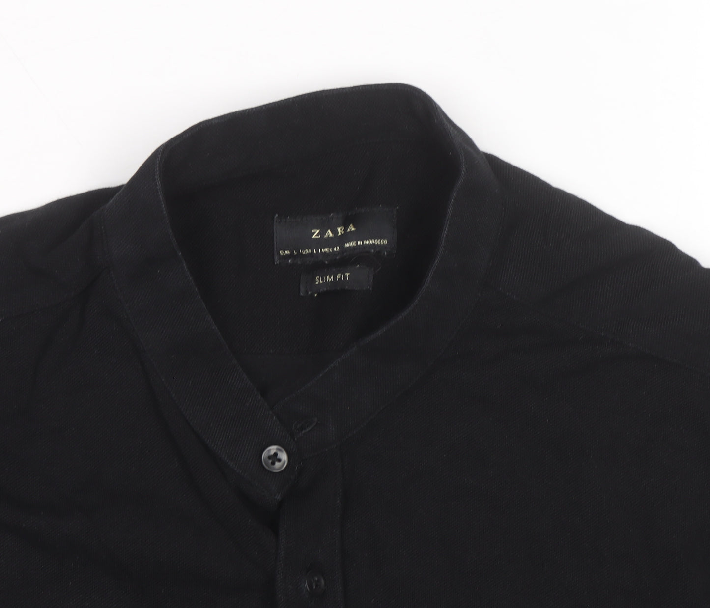 Zara Men Black Slim Fit Button-Up Long Sleeve Shirt L