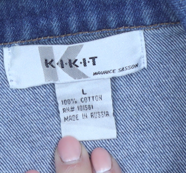 Kikit Maurice Sasson Women’s Blue Denim Cotton Jacket L Long Sleeve