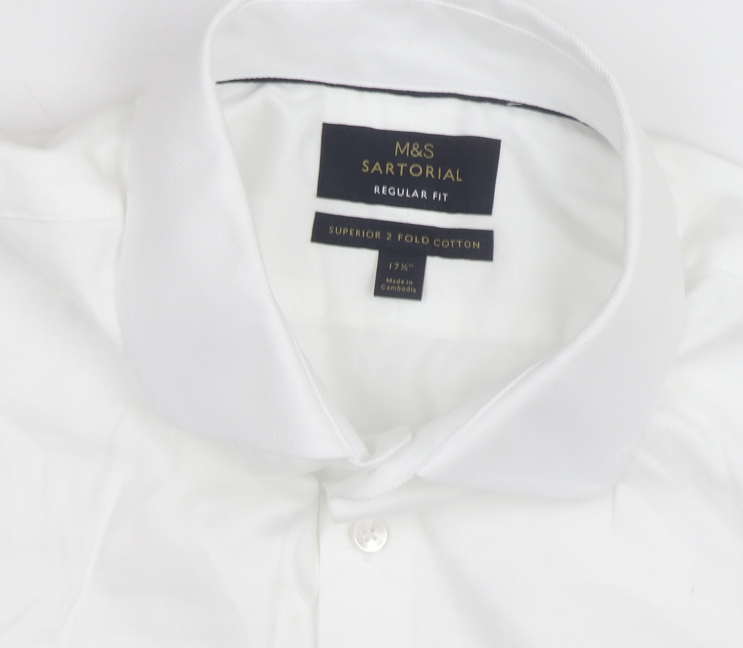 Marks and Spencer Mens White Regular Fit Dress Shirt 17.5in