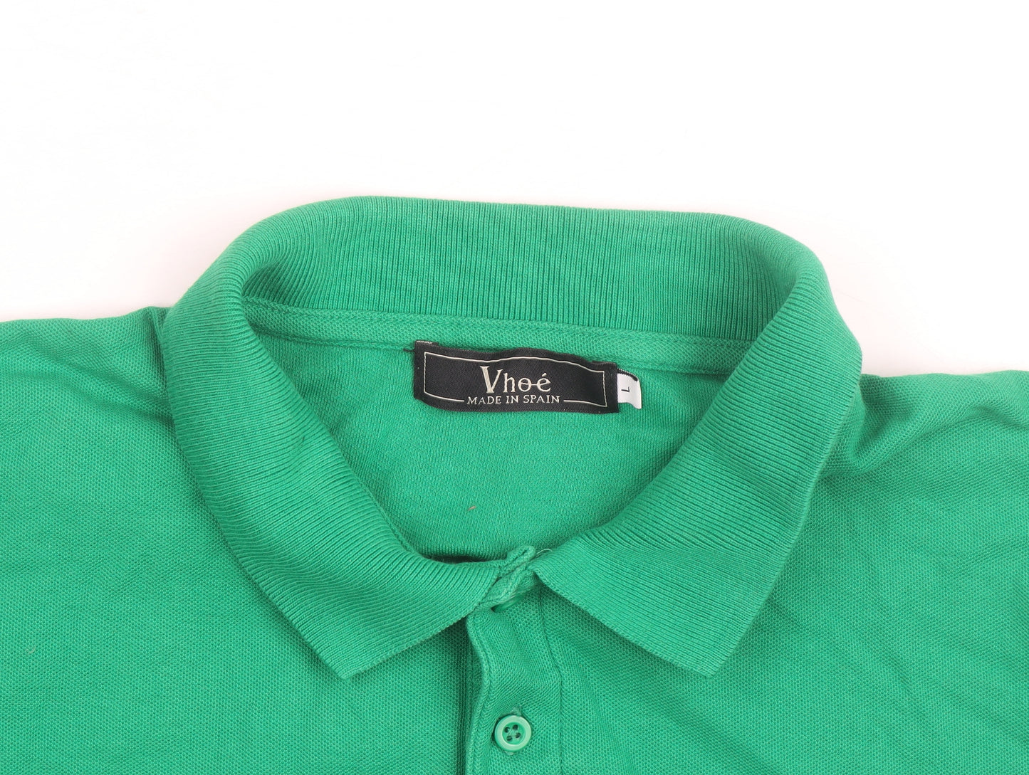 Vhoe Men Green Short Sleeve Classic Fit Cotton Polo Shirt L