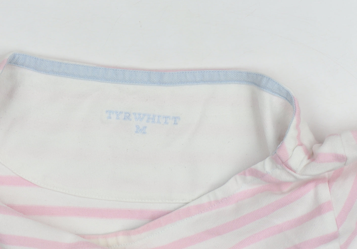 Tyrwhitt Women's Pink White Striped Cotton Pullover Jumper M