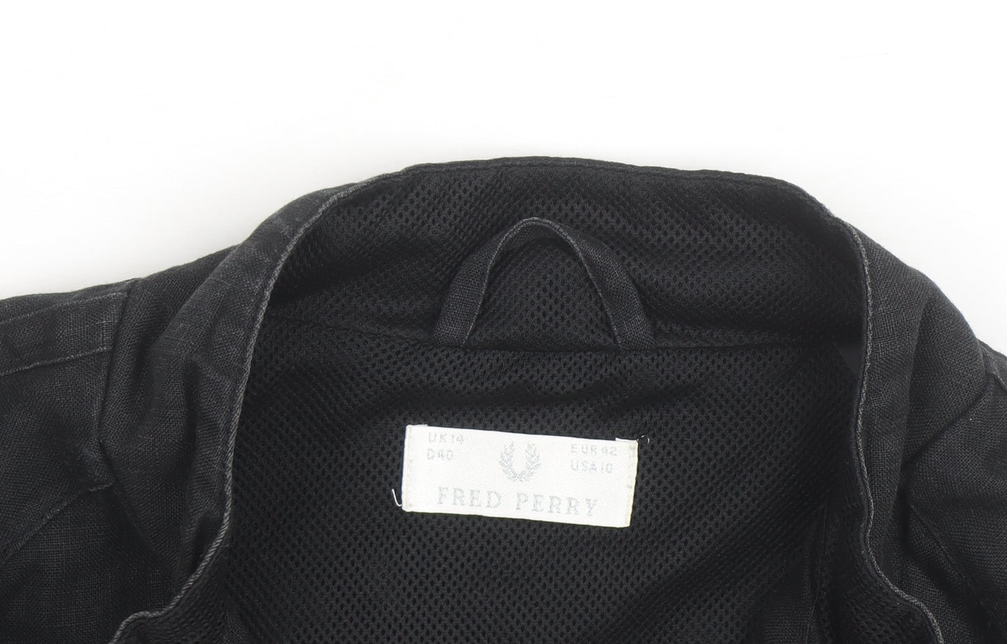 Fred Perry Women's Black Linen Bomber Jacket Size 14