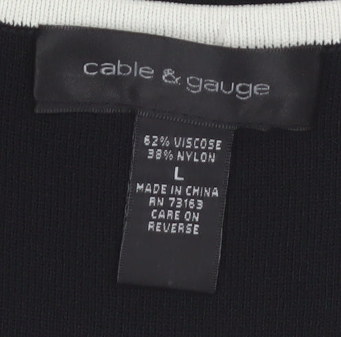 Cable & Gauge Women's Black Geometric Sleeveless Knit Tank Top Size L
