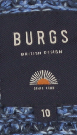 Burgs Women Blue Chunky Knit V-Neck Pullover Jumper Size 10