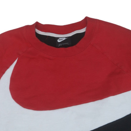 Nike Men's Red Black White Crew Neck Graphic Sweatshirt L