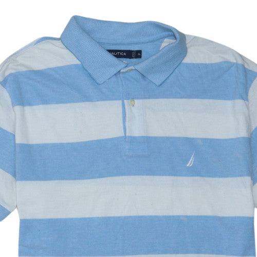 Nautica Men's Blue White Striped Slim Fit Cotton Polo Shirt XL