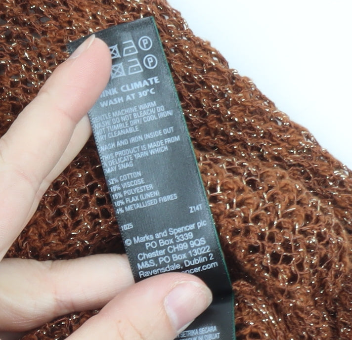 Marks and Spencer Women’s Brown Open-Knit Pullover Jumper Size S