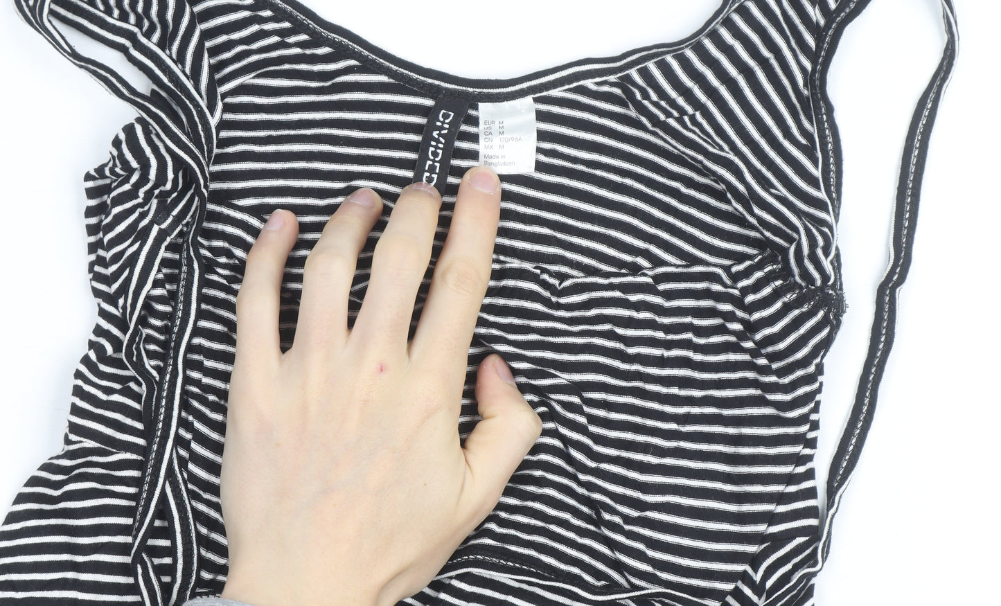 H&M Women's Black Striped Slip Dress Size 12 Sleeveless Jersey