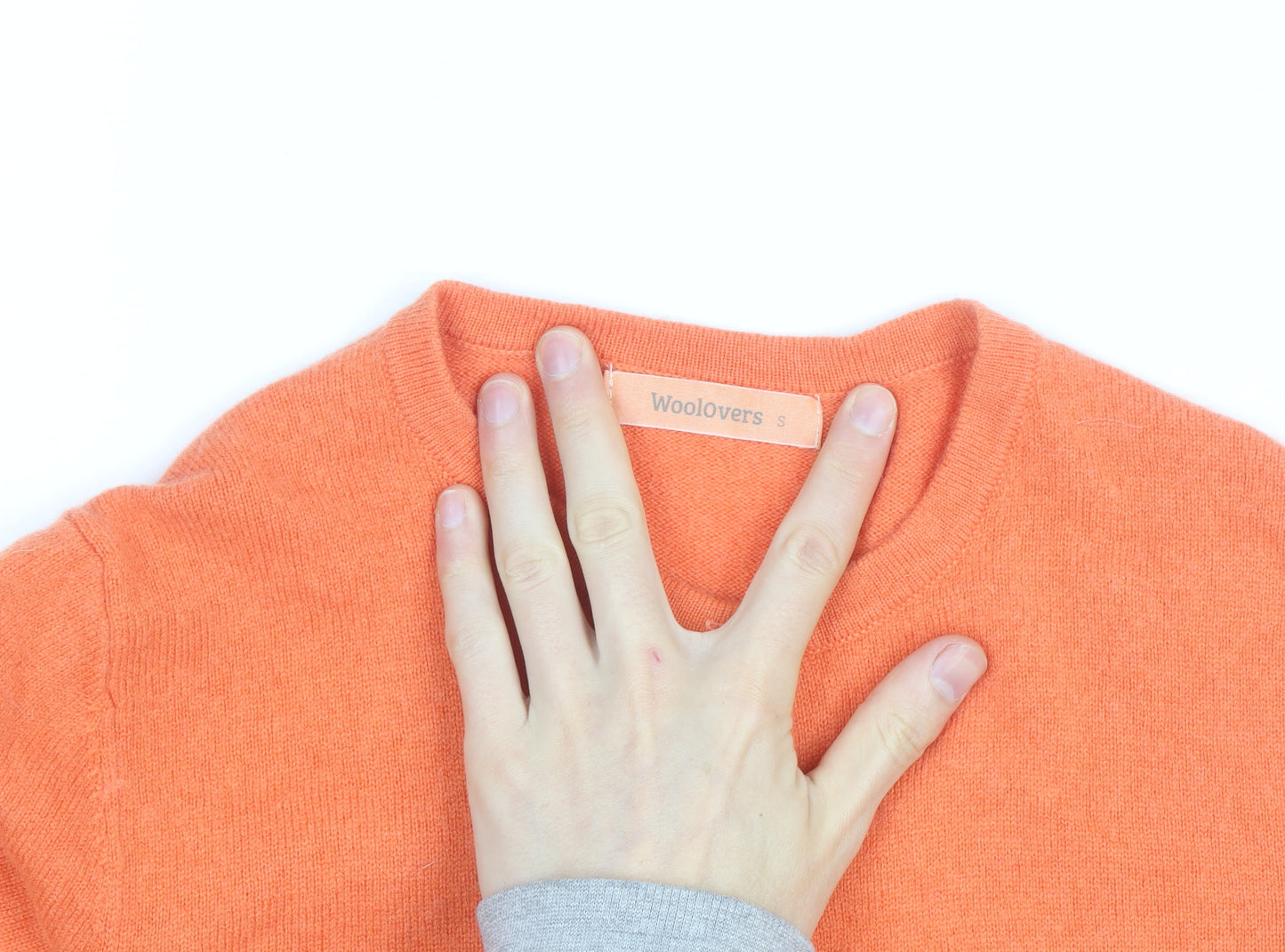 Woolovers Women's Orange Cashmere Merino Crew Neck Cardigan Size S