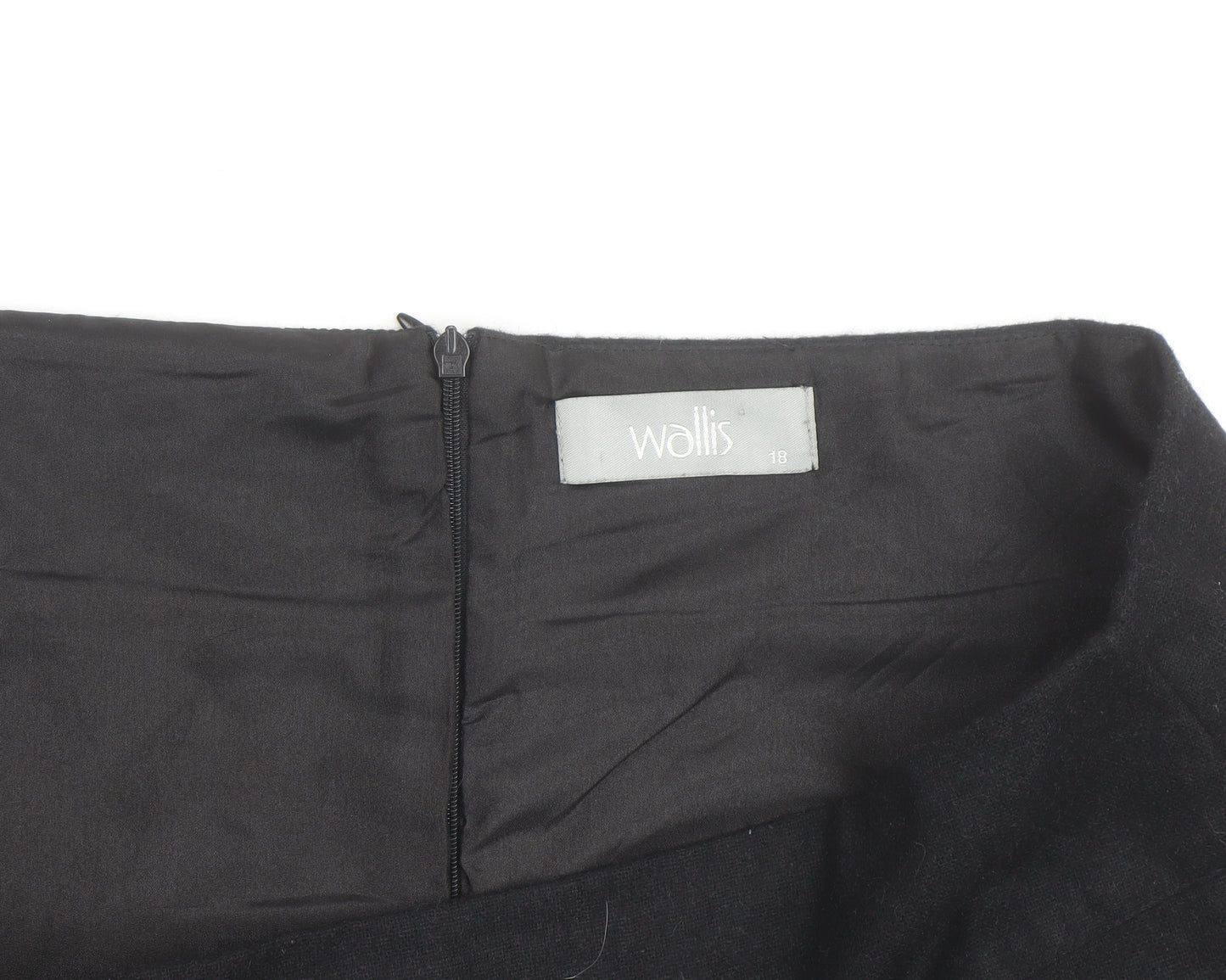 Wallis Women’s Black Embroidered Wool A-Line Knee Length Skirt Size 18