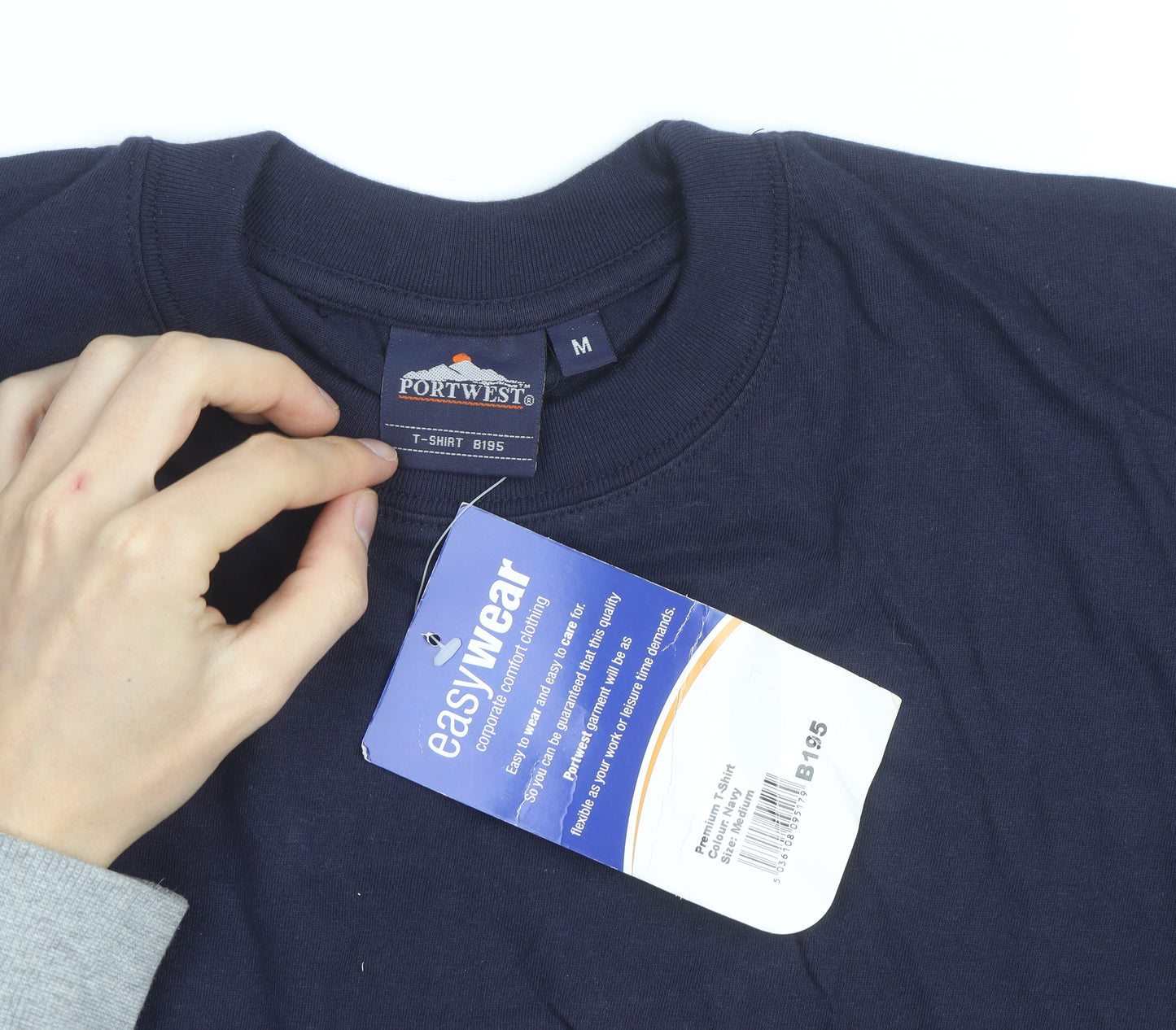 Portwest Men's Blue Cotton Crew Neck Work T-Shirt M