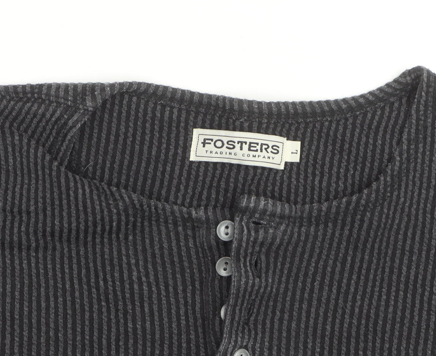 Fosters Trading Company Men's Grey Henley Jumper Size L