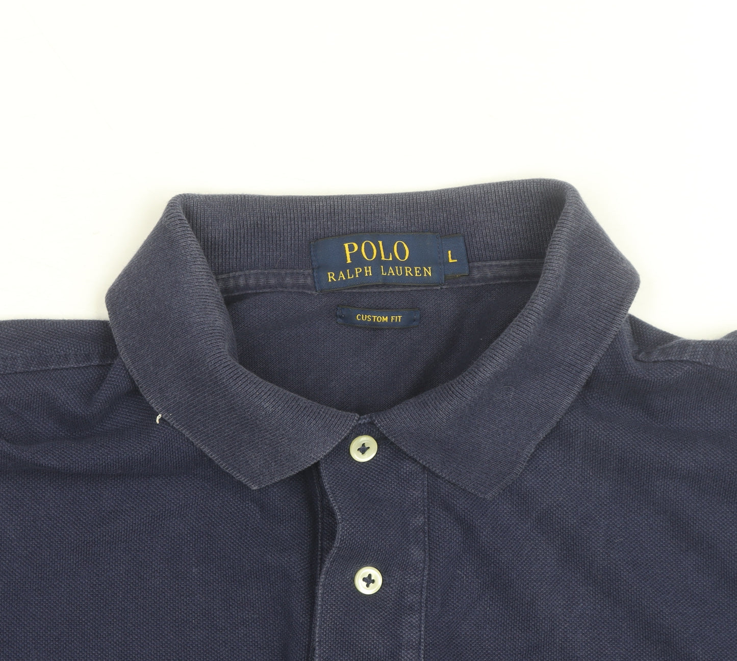 Ralph Lauren Men's Blue Custom Fit Polo Shirt L Short Sleeve Cotton