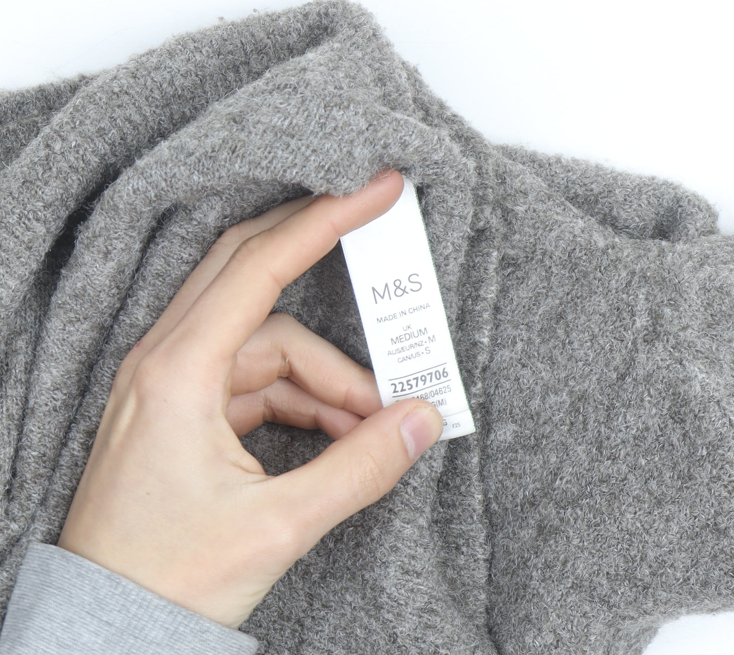 Marks and Spencer Women's Grey Mock Neck Wool-Blend Pullover Jumper M