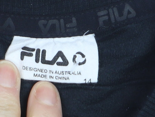 FILA Men’s Black Pullover Sweatshirt L Logo Crew Neck Sportswear