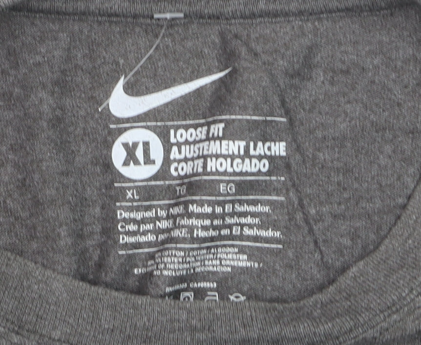 Nike Men's Grey Loose Fit Crew Neck T-Shirt XL Cotton Blend