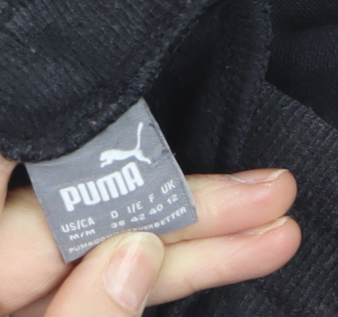 Puma Men Black Jogger Sweatpants M Elastic Waist Tapered Fit