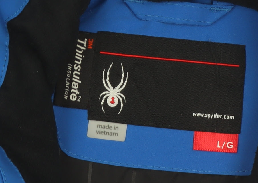 Spyder Men's Blue L Ski Jacket Hooded Water Resistant Winter Coat